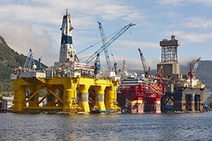 Oil and gas platform in Norway. Energy industry. Petroleum